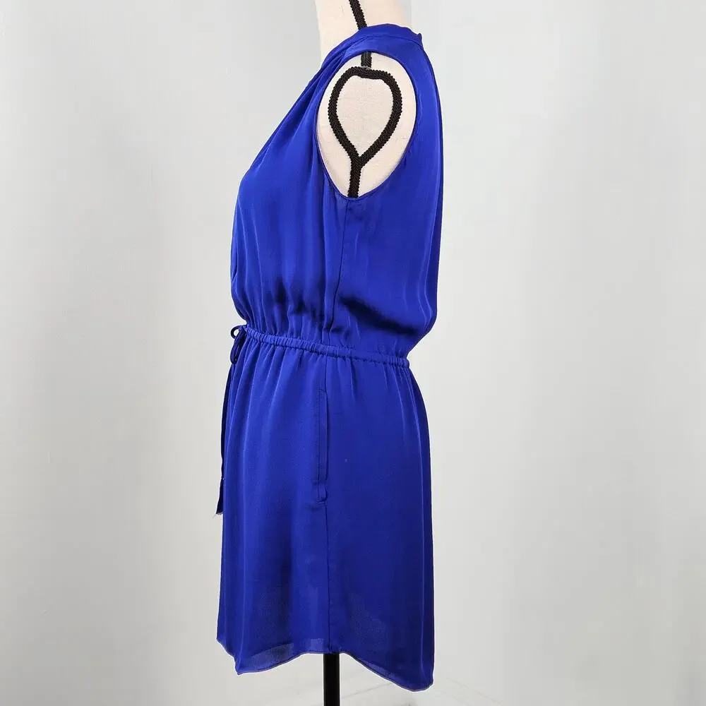 Aritzia Babaton Blue Silk Mini Dress Sleeveless With‎ Pockets | Women's Small